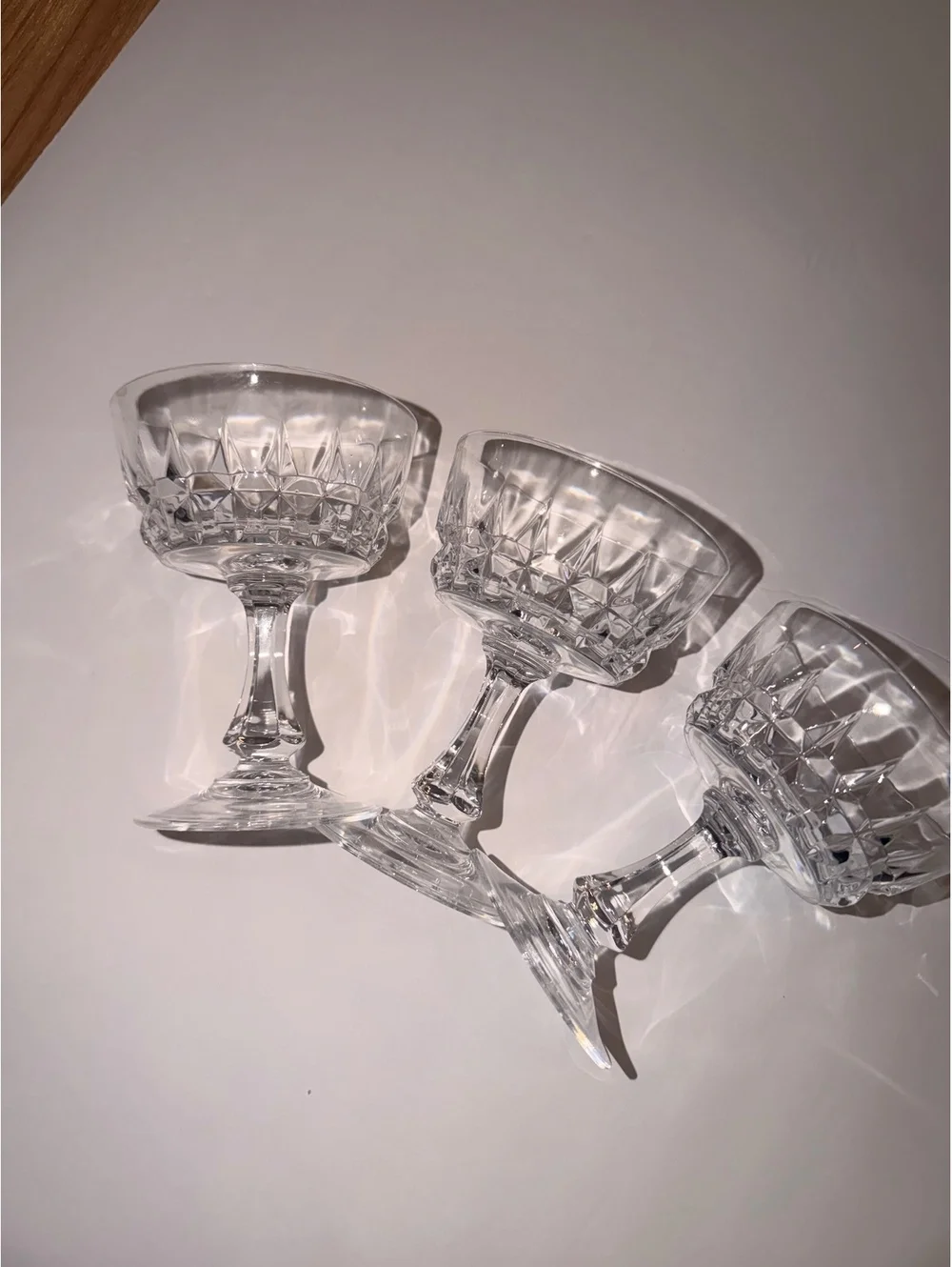 Cristal d'Arques Crystal Coupe Glasses Set 3 France Cut Cocktail